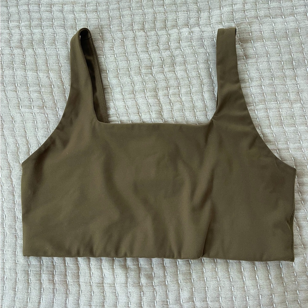 Girlfriend Collective Tommy Cropped Bra in Spruce, Size Large, Barely Used